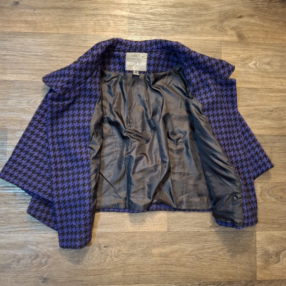 Mac & Jac Purple Houndstooth Cropped Wool Jacket Coat Trapeze - Picture 6 of 13